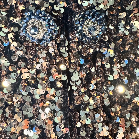 Antthony Women's Black Velvet Copper Sequin Jacket Size 1X - Picture 10 of 15